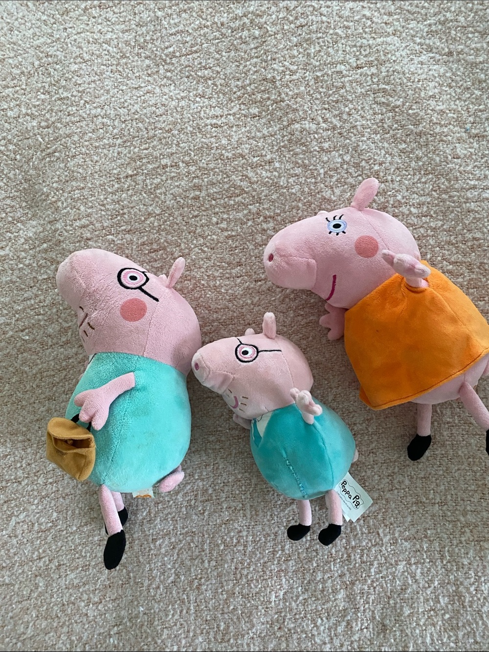 Peppa Pig Plush Family Set - Pink, Teal & Orange